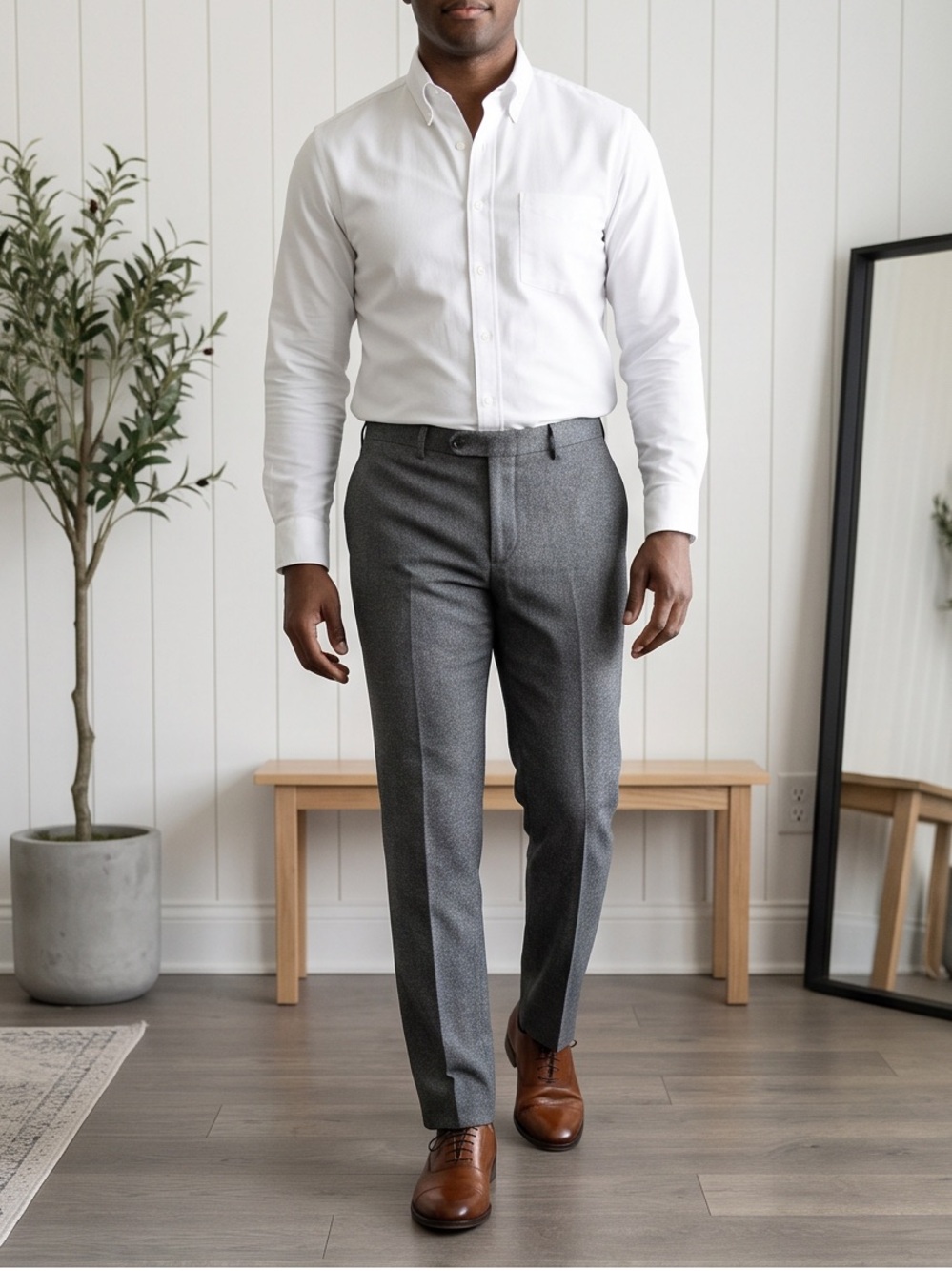 Van Heusen Gray Dress Pants with Textured Finish